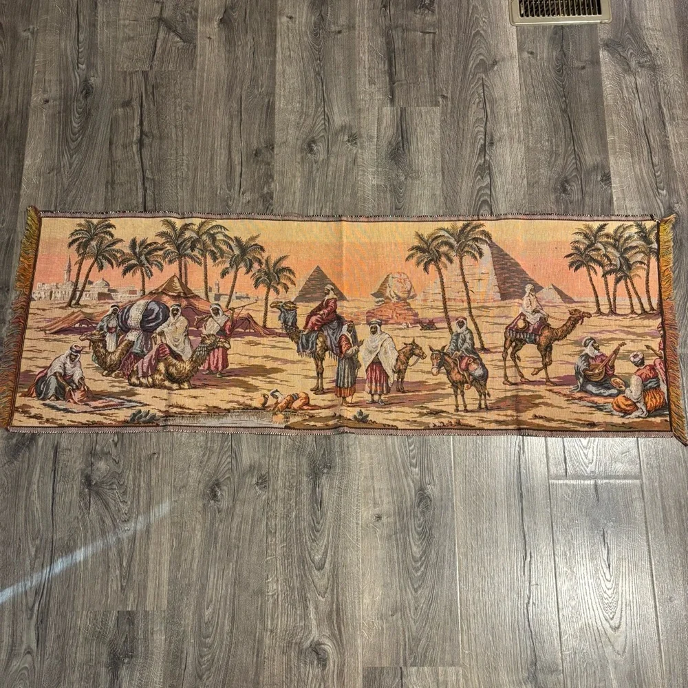 Vintage Wall Hanging Wall Decor Tapestry Middle Eastern Egyptian Desert Scene